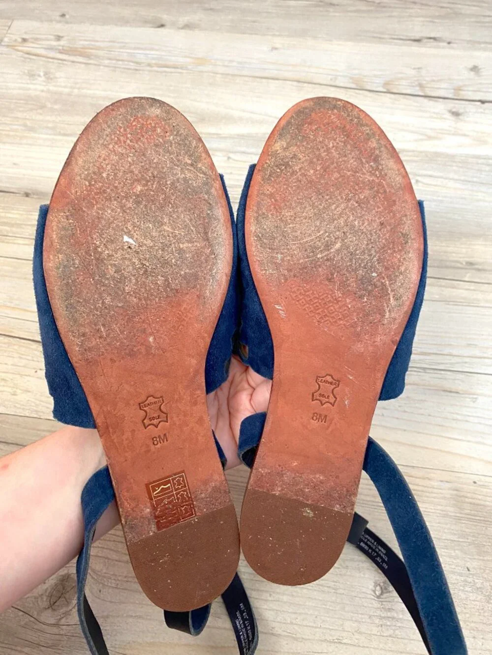 Tory Burch Navy Blue Suede Cutout Detail Sandals - Size 8